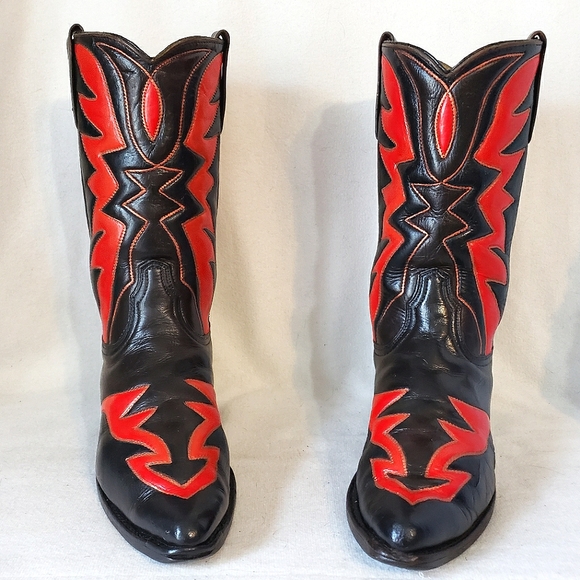 Vintage Shoes - SALE 🔥 Custom Vintage Western Boots Red Orange Fire Wings Arrow Toes